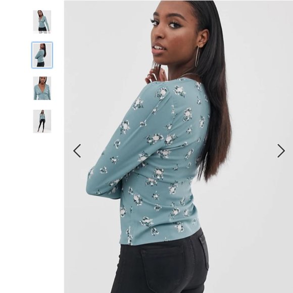 ASOS | Tall button front blouse in ditsy floral - Picture 2 of 4